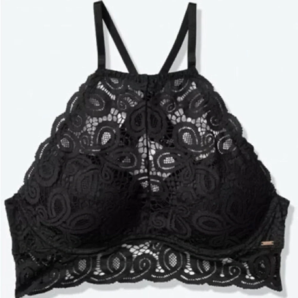 PINK Victoria's Secret Black Lace Bralette with Racerback